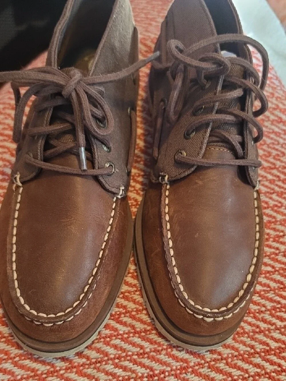 Men's Brown Leather and Canvas Boat Chukka Shoes